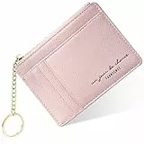 URAQT Geldbörse Damen, Mini PU Leder Portmonee für Herren und Frauen, Kleines Zipper Portemonnaie mit 8 Kartenfächern, Schmal Kurzer Geldbeutel Wallet Klein Brieftasche Schlanke Geldbörsen(Rosa)