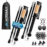 NORDMUT® Wanderstöcke faltbar ab 1,65m aus stabilen Aluminium - Leichte Faltbare Wanderstöcke mit ergonomischen Griffen - Robuste Trekkingstöcke mit kompakten Packmaß inkl. Gummipuffer Set