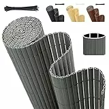 Sekey PVC Sichtschutzmatte 100x300m Doppelte Verstärkung Innen, Balkon Sichtschutz mit Kabelbindern, Sichtschutzzaun Windschutz Wasserdicht ohne Bohren für Balkon Garten, Grau