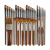 Bougimal Pinselset Acrylfarben, 32 Pinsel Set mit rund, eckig, flach, Fan, Detailing Pinsel für Aquarell/Acryl/Öl Malerei, für Künstler und Anfänger zum Malen, Teal