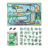 Melissa & Doug Bodenpuzzle Autorennen Rund um die Welt inkl. 2 Spielautos | 50-teilig| 91,4 x 68 cm | Für Kinder ab 3 Jahren