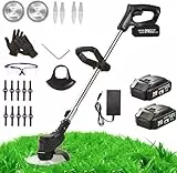 Rasentrimmer mit Akku, Elektrische Akku Rasentrimmer für Makita Akkus 3 in 1 Rasentrimmer 90° Drehbar, mit Akku und ladegerät, Verstellbarer Griff für Rasen Garten Beschneiden (Schwarz)