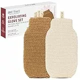 BICTIVE® 2er Set Peelinghandschuhe Körper aus Naturfasern. Zur Entfernung Abgestorbener Haut & für Glatte, Strahlende Haut. Exfoliating Gloves, Peelinghandschuh, Body Scrubber. Sanft & Intensiv