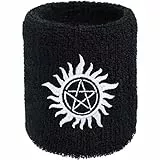 Anti Possession Schweissband Supernatural Stickerei Schweißband Bestickt & Absorbierendes Frottee Anti Dämonen Heavy Metal Konzert Wristband Festival Geschenk Schweiß-Armband