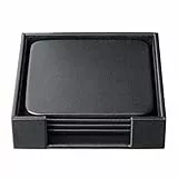 Dacasso Classic Square Untersetzer-Set mit Halterung, Schwarz