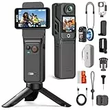 SJCAM C400 Vlogging Camera 4K Videokamera,64GB,7 Stunden Akku und 6 Achsen Bildstabilisierung,Vlog Kamera mit Dual Touchscreen,Actionkamera 30M wasserdichte,Schwarz