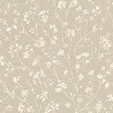 Beige Blumentapete auf Vlies mit Leinen-Optik aus der Kollektion Country Charme - 463811