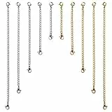 JewelryWe Schmuck Halskette Extender Armband Verlängerung Kette Edelstahl Extender Ketten für Schmuckherstellung, 10 Stück, Silbern und Golden