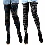 Libella 2er Set Thermoleggings Damen Winterleggings Laufhose Norweger mit Weihnachtsmotiven Teddy-Innenfleece Frauen/Mädchen 4145A+4145C