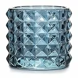 Teelichthalter aus Glas AmeliaHome Kerzenhalter Teelichtglas 7x6,5 cm Malaga Dunkelblau