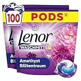 Lenor Pods Color Waschkapseln Waschmittel 100 Waschladungen, Amethyst Blütentraum, Lang Anhaltende Frische Und Extra Geruchsabwehr