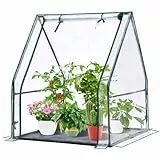 Ohuhu Mini Gewächshaus, Zimmergewächshaus mit wasserdichter Matte, PVC Foliengewächshaus Klein für Sämlinge, Tomaten & Kräuter, Indoor Garten 91,5x91,5x106,5 cm