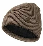Wmcaps Beanie Mütze, Herren Winter Warme Unisex Wintermütze Strickmütze Dehnbare Weiche Wollmütze mit Bündchen und Dickem Warmem Futter Geschenk für Freundin männer Frauen (Braun )