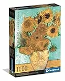 Clementoni Puzzle Museum Sunflower 1000 Stücke, Compact Box - Puzzle für Erwachsene 14-99 Jahre, Geschenk für Mann und Frau, Made in Italy, 39966
