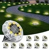 FIFlying 10 Stück Solar Bodenleuchten, 8 LED Solar Gartenleuchten für Außen Wasserdichte Solarleuchten Solarlampen für Garten Rase Patio Gehweg Outdoor Beleuchtung Gartenbeleuchtung Warmweiß