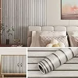 Livelynine Tapete Selbstklebend Holzoptik 3D 40CMx10M Selbstklebende Tapete Holzoptik Wand Wohnzimmer Schlafzimmer Wasserfest Selbstklebende Wandpaneele Holz Bad Folie für Möbel Holzoptik Grau Hell