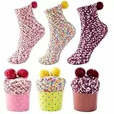 JARSEEN 3Box Kuschelsocken Weiche Bequeme Warme Flauschige Haussocken für Damen Mädchen Weihnachtssocken Valentinstag Geschen (EU 36-42, Rosa,Gelb,Lila)