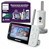 Philips AVENT Connected Babyphone mit Kamera und WLAN, hochwertiger HD-Kamera, Infrarot-Nachtsichtfunktion, Schrei-Erkennung, Gegensprechfunktion, DEKRA Zertifiziert privat und sicher, SCD951/26