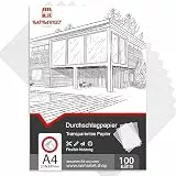 Raimarket Transparentpapier A4 (8'x11') 100 Blätter Premium Pauspapier & Pergamentpapier - Ideal for Architekturskizzen, Modedesigns, Filigrane Kunstwerke, and Printing (50 g/m²)