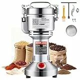 VEVOR elektrische Getreidemühle Hochgeschwindigkeits-Gewürzmühlen 1500 W 300 g, Pulverisiermaschine aus Edelstahl, für trockene Körner Gewürze Müsli Kaffee Mais Pfeffer Silber 180 x 160 x 355 mm