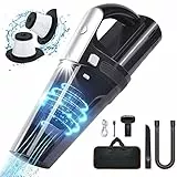 URAQT Handstaubsauger Akku, 10000PA Kabelloser Handstaubsauger, 120W Handsauger Nass/Trocken, Auto Staubsauger mit 2 Waschbar HEPA-Filter für Auto Zuhause Küche Tierhaare Flüssigkeiten (Schwarz)