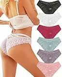 ALL OF ME 6er Pack Brazilian Slips Damen Spitze Unterhosen Sexy Unterwäsche Dessous Frauen Panties Brasilien Underwear Women Bikini Mehrpack S-XL,A-6,M
