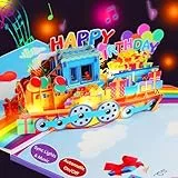 Magic Ants 3D Zug-Pop-Up Geburtstagskarte mit Musik & Licht – Musikalische Happy Birthday Karte für Kinder, Freunde & Familie, Spielt Happy Birthday Song, für Feierlichkeiten