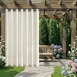 PONY DANCE Boho Vorhang Outdoor 1er Set H 213 x B 254 cm Outdoorvorhänge Leinen Beige Halbransparente Outdoor Gardinen mit Ösen Terrasse/Pavillon Vorhänge Wasserdicht