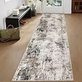 Homcomodar Läufer Teppich Flur 80x300cm rutschfest Läufer Teppich Modern Abstrakter Taupe Küchenläufer Waschbar Kurzflor Kunstwolle Teppiche Lang für Flur Eingang Wohnzimmer Schlafzimmer Küche