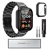 Arsiodpier Kompatibel mit Apple Watch Armband 38MM, Metall Armband für Apple Watch Uhrenarmband Series 10 9 8 7 6 5 4 3 2 1 SE (Schwarz, 38mm)