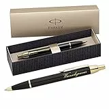 polar-effekt Parker IM Druckkugelschreiber mit Gravur - Schwarz-gold - Großraummine blauschreibend - inkl. Geschenk-Etui - Kugelschreiber Geschenkidee
