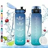 Vikaster Sport trinkflasche, 1l BPA-frei, Auslaufsicher, Trinkflasche Kohlensäure Geeignet, Wasserflasche sport für Fahrrad, Fitness, Schule, Kinder, Outdoor