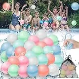 Wiederverwendbare Wasserballons,2026 Nue 30 Stück Wasserbomben Selbstschließend mit Netztasche Wasserballons Schnelles Befüllen Wasser Luftballons Wiederbefüllbare Silikon Set mit 1 Mesh Bag