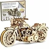 WOODEN.CITY Holzmodellbausatz Motorrad Cruiser V-Twin, Mechanisch 3D Puzzle, Brettspiele Erwachsene - DIY Spielzeug, Laser Cut Hobby, Dekoration