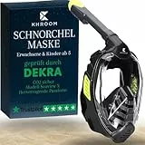 Khroom Schnorchelmaske für Erwachsene & Kinder | DEKRA geprüfte CO2 Sicherheit | Vollmaske Seaview X – Tauchmaske Taucherbrille mit Schnorchel | Schnorchelset Alternative (L-XL, Schwarz)