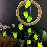 Riaxuebiy 1,65 m 10 LED Kinderzimmer Niedliches Tier Frosch Lichterketten Batteriebetrieben mit Timer für Frosch Party, Kindergeburtstag,Weihnachten (Großer Kopffrosch)
