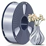 SUNLU PLA Plus Shiny Silk 3D Drucker Filament 1.75mm, Silk PLA+ 3D Druck Filament mit Seidenglattes Finish, Gute Farbwiedergabe, Maßgenauigkeit +/- 0,02mm, 1kg(2.2lb) Spule, PLA+ Silk Silber
