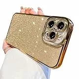 Fycyko Kompatibel mit iPhone 14 Pro Hülle Aesthetic Glitzer Handyhülle Silikon Kameraschutz Case Mode Cover TPU für Männer Frauen Mädchen Schutzhülle für iPhone 14 Pro - Gold