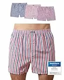 Snocks American Boxershorts Herren aus Bio-Baumwolle 3er-Pack, Weite Passform und lockerer Fit, Kein juckendes Etikett und komfortabler Bund, Unterhosen Herren Gr.L, Farbe Streifen Navy/Rot/Weiß