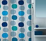 Spirella Anti-Schimmel Duschvorhang - Anti-Bakteriell, waschbar, wasserdicht, Polyester, „Mobile“ 180x200cm Blau