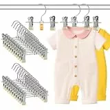 WJWSKI Kleiderbügel Kinder, Hosenbügel mit Anti-Rutsch Klammern 20 stück, Kinderkleiderbügel Platzsparend für Kinderkleidung, 17 cm Metall Baby Kleiderbügel für Baby Hosen Socken Lätzchen