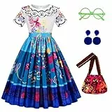 Foierp Magisches Wunderkind Mädchenkostüm – Blumiges Cosplay Kleid mit Tiermuster für Kinder, Karneval, Geburtstag, Mottoparty und Prinzessinnen Fest