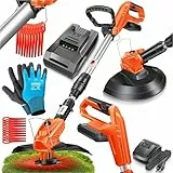 MASKO® Akku-Rasentrimmer mit 20 V Li-Ion Akku, 2,0 Ah Akku und Ladegerät, Motorsense 260mm Schnittbreite, 180° Trimmwinkel, Teleskop-Stiel & Zusatzhandgriff, inkl. 20 Nylonklinge & Handschuhe