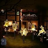 IWTBNOA Weihnachtsbeleuchtung Außen, 5 Stück Led Weihnachtsbeleuchtung Batteriebetriebene, Außenbeleuchtung Weihnachten, Acryl Weihnachtslichter, Weihnachtsdeko für Außen Garten Terrasse