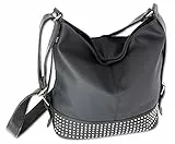 JENNIFER JONES - Modische Damen Tasche Crossbody Schultertasche Shopper XL Große Umhängetasche mit Nieten