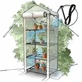 Heimfleiss® Foliengewächshaus mit 4 Ebenen | Balkon Gewächshaus klein | Garten Anzuchthaus Sturm- & Winterfest | Pflanzenzelt aus Folie & Metallgestell | Anzuchtregal Greenhouse Balkongewächshaus