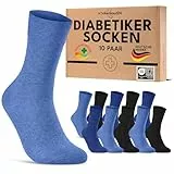 sockenkauf24 10 Paar Diabetikersocken für Herren & Damen ohne Gummibund & ohne Naht aus Baumwolle Diabetiker Socken mit Komfortbund ohne Gummi 70208T (Schwarz/Blau 43-46) WP