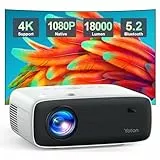 Beamer 4k 18000 Lumen, Yoton Y6 Projektor 4K mit Zwei Lautsprecher, Bluetooth 5.2, Einfache Navigationsoberfläche, Natives 1080P, Unterstützt 4K-Video, Kompatibel mit Smartphones, HDMI und Fire Stick