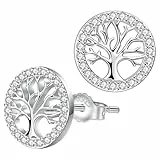 Micory Lebensbaum Ohrringe Ohrstecker Silber 925 Damen mit 3A Zirkonia