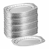 Relaxdays Servierplatten Alu, 100er Set, BxT 35 x 24 cm, ovale Catering Platten, Tropfschalen indirektes Grillen, Silber